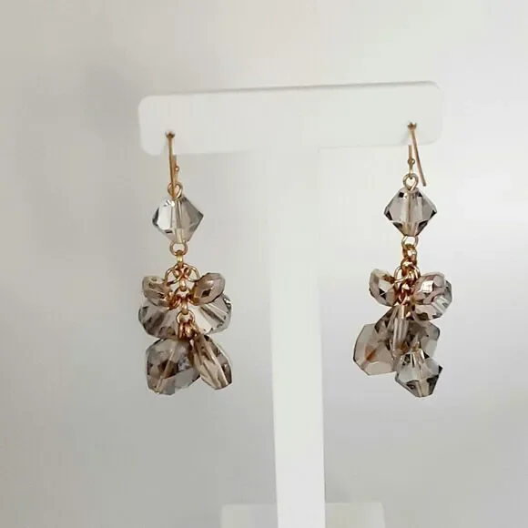 Chico's Fina Cluster Smokey Crystal Bead Dangle Earrings Elegant Cha Cha NWT NEW - Picture 6 of 6
